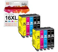 ejet 16XL Compatibili per Epson 16 16XL Cartucce d'inchiostro per Workforce WF-2010 WF-2510 WF-2520 WF-2530 WF-2540 WF-2630 WF-2650 WF-2660 WF-2750 WF-2760 (4 Nero 2 Ciano 2 Magenta 2 Giallo, 10-Pack)