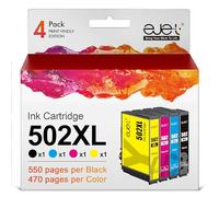 ejet 502 XL Compatibili per Epson 502 502XL Cartucce d'inchiostro Sostituzione per Expression Home XP-5100 XP-5105 WorkForce WF-2860DWF WF-2865DWF (Nero Ciano Magenta Giallo, 4-Pack)