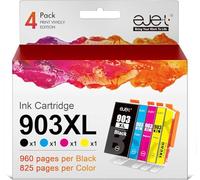 ejet 903 XL Compatibile Cartucce d'inchiostro di ricambio per HP 903 903XL per Officejet Pro 6950 6960 6970 (Nero Ciano Magenta Giallo, 4-Pack)