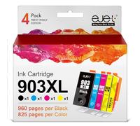 ejet 903 XL Compatibile Cartucce d'inchiostro di ricambio per HP 903 903XL per Officejet Pro 6950 6960 6970 (Nero Ciano Magenta Giallo, 4-Pack)