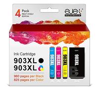 ejet 903XL - Cartucce d'inchiostro multipack compatibili con cartucce HP 903 XL con chip di ultima generazione per stampanti HP Officejet Pro 6950 6960 6970 All-in-One (confezione da 4 pezzi, nero)