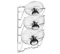 Ejoyous 43.4 x 27.8 x 9.7 cm Porta Coperchi Verticale in Acciaio Inossidabile, Supporto Porta per Pentole a 5 Strati per Pentole e Stoviglie, Piatti d'argento