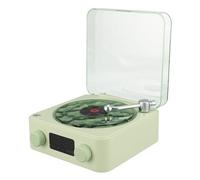 Ejoyous Altoparlante Bluetooth Stile Giradischi, Mini Altoparlante Wireless Portabile Design Giradischi in Vinile con Luci Notturne e Visualizzazione 'Ora (GREEN)