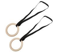Ejoyous Anelli da Ginnastica Anelli in Legno, Anelli da Ginnastica, 1 Paio di Anelli da Ginnastica in Legno con Cinturini con Fibbia Regolabili capacità di 330 Libbre per Allenamento