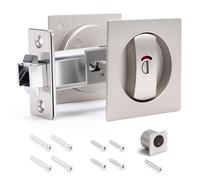Ejoyous Blocco Hardware della Porta Tascabile con Tiro a Bordo, in Lega di Zinco Rosso Verde Indicazione Latch Porta Tascabile, Montaggio Incasso per la Camera da Bagno Camera da Bagno (SILVER)