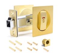 Ejoyous Blocco Hardware della Porta Tascabile con Tiro a Bordo, in Lega di Zinco Rosso Verde Indicazione Latch Porta Tascabile, Montaggio Incasso per la Camera da Bagno Camera da Bagno (GOLD)