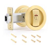 Ejoyous Blocco Hardware della Porta Tascabile, Indicazione Verde Rossa in Lega di Zinco Rotonda per Porte da Tasca per la Privacy, Montaggio Ad Incasso per la da Bagno Camera da Bagno (GOLD)