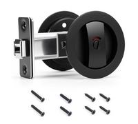 Ejoyous Blocco Hardware della Porta Tascabile, Indicazione Verde Rossa in Lega di Zinco Rotonda per Porte da Tasca per la Privacy, Montaggio Ad Incasso per la da Bagno Camera da Bagno (BLACK)