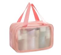 Ejoyous Borsa per Trucchi da Viaggio, Organizer per Cosmetici a Doppio Strato in PVC PU, Separazione Impermeabile dall'asciutto e Dal Bagnato, capacità Aumentata di 31 X 15 X 21 Cm per l'uso (Rosa