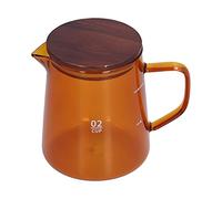 Ejoyous Caffettiera in Vetro Borosilicato da 500 Ml con Coperchio in Legno Bollitore per tè Resistente Al Calore per Casa e Ufficio Versare Sopra la Preparazione di Acqua Calda e Fredda (BROWN)