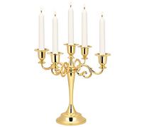 Ejoyous Candelabro a 5 Bracci in Metallo Stile Vintage Oro 26x26,5 cm