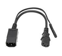 Ejoyous Cavo IEC320 C14 A C13 C7, Cavo di Collegamento 10 A 250 V 32 Cm Splitter A Y Impermeabile Ignifugo con Rivestimento in PVC per Scanner di Codici A Barre Proiettori Altoparlanti