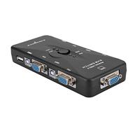 Ejoyous Commutatore KVM USB a 4 Porte, Hub con 4 Indicatori LED | Condivisione monitor VGA SVGA, nessuna alimentazione esterna, commutazione computer tramite pulsante, condivisione unità