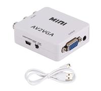 Ejoyous Convertitore da AV a VGA, Adattatore Segnale Composito | Bianco, Plug and Play, Custodia in ABS, Frequenza di Aggiornamento 60Hz 75Hz, Riduzione del Rumore, Ingresso Video, DVD VCD