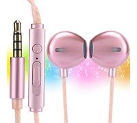 Ejoyous Cuffie Intracanalari Cablate, Gaming Earbuds in Metallo Rosa Oro | Driver a bobina mobile da 14 mm, sensibilità 103 dB, cavo tpe intrecciato, microfono e telecomando integrati, per