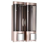 Ejoyous Dispenser Sapone Doppio con Corpo Trasparente, 2 Uscite e Portabottiglie Removibile, per Bagno e Montaggio a Parete, con Biadesivi in Schiuma e Staffe a Muro (Champagne