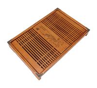 Ejoyous Ejoyous Vassoio da tè Cinese, Materiale in Legno Massello, Elegante Motivo a Orchidea, Scarico del tè di Grande capacità, Perfetto per gli Amanti del e le Case (Orchidea nera chiara)