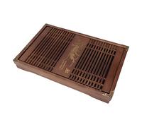 Ejoyous Ejoyous Vassoio da tè Cinese, Materiale in Legno Massello, Elegante Motivo a Orchidea, Scarico del tè di Grande capacità, Perfetto per gli Amanti del e le Case (Orchidea nera chiara)