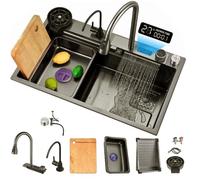 Ejoyous Lavando il Lavandino della del Bacino, Multifunzione con Tazza di Rubinetto Estensibile Tazza di Lavaggio a Cascata Dispenser di Sapone per Taglieri 80 X 45 X 20 Cm