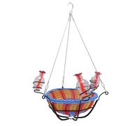 Ejoyous Mangiatoia per Uccelli Cesto in Rattan da Appendere Mangiatoia per Uccelli 43 X 30 Cm Rattan Intrecciato Ferro Plastica Facile da Pulire Design Appeso per Giardino Balcone Ramo di Un Albero
