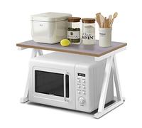 Ejoyous Microonde Supporto Mensola, ripiano per forno in legno a 2 strati Ripiano per organizer da cucina, portaspezie 57 x 38 x38 cm(bianca)