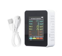 Ejoyous Monitoraggio della qualità dell'Aria, Monitor CO2 Monitoraggio del Coltello di qualità dell'Aria per CO2 TVOC HCHO PM2.5 PM10 Rilevamento con Retroilluminazione LCD (White)