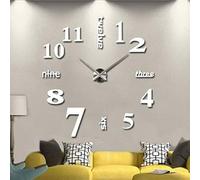 Ejoyous Mute - Orologio da parete moderno fai da te, grande, argento, 3D, decorazione per casa, ufficio, scuola, casa, ristorante, ufficio e hotel, materiale in schiuma Eva