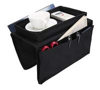 Ejoyous Organizzatore per Braccioli del Divano, Borsa Portaoggetti per Divano con Vassoio Portaoggetti, Maggiordomo per Divano Pieghevole con 5 Tasche per Riviste, Telecomando, Telefono