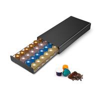 Ejoyous Porta Capsule caffè con Cassetto, Distributore Metallo per 40 Capsule, Superficie Antiscivolo Nera, 37,5 x 17,5 x 5,3 cm