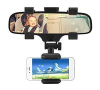 Ejoyous Porta del Telefono Cellulare Vista Posteriore Specchio a 360 ° Rotabile e Regolabile con Supporto in Silicone Rinforzato per Smartphone GPS 5-9 Cm Porta del Telefono Cellulare