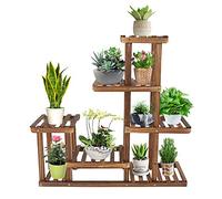 Ejoyous Portafiori in Legno 5 Strati Portapiante Multistrato Tipo da Pavimento Vasi da Fiori e Piante da Esposizione per Soggiorno Balcone Giardino Fino a 10 Vasi 73 x 71,5 x 20 cm