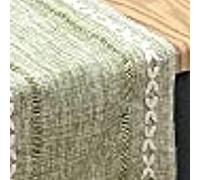 Ejoyous Runner da Tavolo retrò Runner da Tavolo da Pranzo in Tessuto di Cotone e Lino 13 X 72 Pollici con Nappe Tessuto Intrecciato a Mano Look Ricamato per da Pranzo Tavolino Porta TV Casa di Nozze