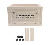 Ejoyous Scatola Portaoggetti da Campeggio con Coperchio in Legno, 50 Litri, Pieghevole, con Baule a 4 Ruote, per Auto, Campeggio