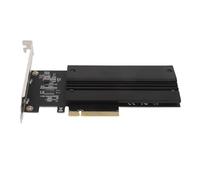 Ejoyous Scheda Adattatore PCIe NVMe, Scheda Adattatore M.2 NVMe a PCIe 4.0 X8 in Alluminio per 2 SSD, 2x32 Gbps, LED Dissipatore di Calore, Supporta 2280 2260 2242 2230 per Costruttori di PC