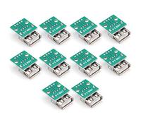 Ejoyous Scheda Presa USB Tipo A Femmina da 10 Pezzi, Connettore Adattatore Passo 2,54 Mm, Perfetta per Prototipazione Elettronica Breadboard e Progetti di Alimentazione USB