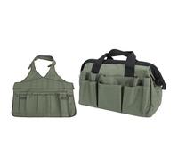 Ejoyous Set di Attrezzi Manuali da Giardinaggio, Kit di Attrezzi da Giardino in Ferro e Legno di Pino da 9 Pezzi con Borsa per Grembiule, Manici Ergonomici, Pala Rastrello Zappa per Piantare Scavi