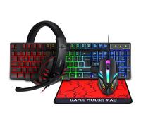 Ejoyous Set di Gioco TF800 T-Wolf, Set di Giochi a 4 Pezzi con Tastiera a Cuffia a Cuffia LED a 4 Tastie a 4 Tasti da 104 Tasti per PC XBO X Switch