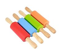 Ejoyous Set Mini Mattarello, Rullo per Pasta in Silicone con Manici in Legno, Mattarello per Biscotti Antiaderente da 4 Pezzi da 8,9 Pollici, Facile da Pulire per la Cottura in di Casa e l'uso da