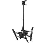 Ejoyous Supporto TV Retrattile da Soffitto in Ferro per Schermi da 32 a 65 Pollici Altezza Regolabile da 78 a 119,5 Cm Doppio Display Inclinabile e Girevole per Stazioni Ristoranti Aree Pubbliche