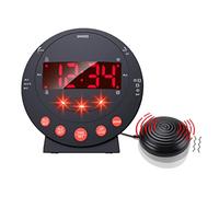 Ejoyous Sveglia ad Alto Volume per Chi ha Il Sonno Profondo, Sveglia con Super Vibrazione con scuotiletto, Luce Rossa Lampeggiante, Doppia Sveglia Digitale, Porta di Ricarica USB per Non udenti