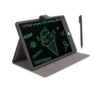 Ejoyous Tavoletta da Scrittura LCD da 12 Pollici con Custodia e Penna in PU, Blocco da Disegno Elettronico Cancellabile a Schermo Intero per Redigere Appunti