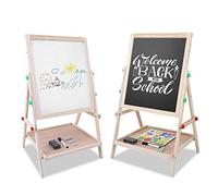 Ejoyous Tavolo 2 in 1 in legno per bambini, regolabile in altezza, cavalletto magnetico in legno, tavolo da gioco per bambini dai 3 ai 12 anni, 65 x 35 x 31 cm