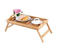 Ejoyous Vassoio da Letto in bambù con Piedini Pieghevoli, Vassoio Colazione per Laptop e Snack con Maniglie, 63 x 27,3 x 22,5 cm