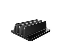 Ejoyous Vertical Laptop Stand Aluminum Alloy, 2 Slots Adjustable (BLACK) | Campo di serraggio regolabile 4,6-9,7 cm, superficie in silicone curva 3D, protezione antiscivolo, organizer da scaffale