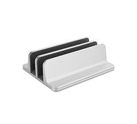 Ejoyous Vertical Laptop Stand Aluminum Alloy, 2 Slots Adjustable (SILVER) | Campo di serraggio regolabile 4,6-9,7 cm, superficie in silicone curva 3D, protezione antiscivolo, organizer da scaffale