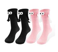 EJRUP 2 Paia Calzini Che si Tengono la Mano, Calzini per Coppia di Bambole 3D Divertenti con Ventosa Magnetica, Calzini for Coppia Divertenti Mano Nella Mano, Regali per il Fidanzato, le Coppie