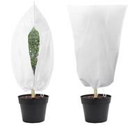 EJRUP 2x Tessuto Non Tessuto per Piante, Telo Antigelo per Piante, Telo Copri Piante Inverno, Antivento e Antigelo con Cordoncino, Facile da Installare (80x100cm)