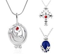 EJRUP 3PCS Bijoux Collier Bague Différents Ensembles Autocollant Elena Gilbert Ouvrir Verveine Médaillon Collier, Bleu Royal pour les Fans