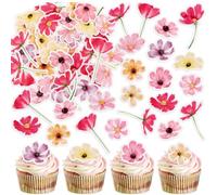 EJRUP 54 pezzi Fiore commestibili decorazioni torta compleanno,Fiori decorative torta, cupcake commestibili, per torte per compleanno, battesimo, matrimonio