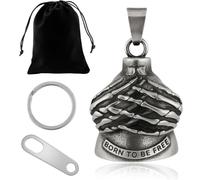 EJRUP Campanello Motocicletta Portafortuna, Angelo Custode Motociclista, Ciondolo Regalo Moto, Argento, Vintage Biker